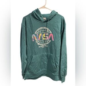 NASA Rainbow Logo Hoodie Green Pullover M